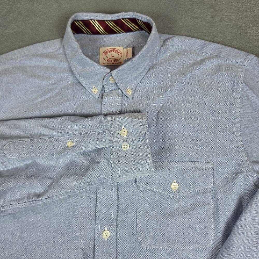 Brooks Brothers 1818 Supima Cotton Oxford Shirt Large Blue Button Down USA